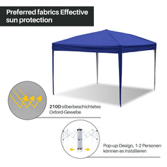 SWANEW Pavillon 3x3m, Pop-up Faltpavillon, 3 Höhenverstellbar, UV Schutz Gartenzelt