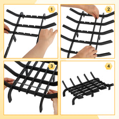 SWANEW Kaminrost Gussrost Holzregal Feuerrost für Kamineinsatz V-förmig