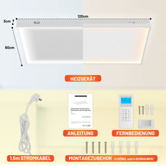 SWANEW Infrarotheizung Deckenheizung, Weiß Kohlenstoffkristall, 360/770W