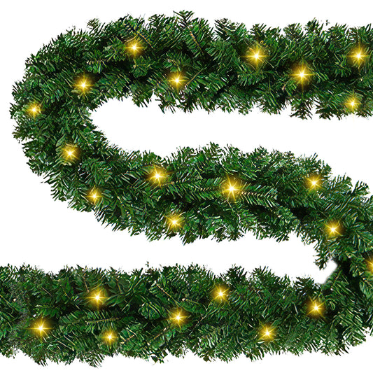 SWANEW Weihnachtsgirlande 5m 100 LEDs, Weihnachten Dekoration, Weihnachten Grüne Girlande mit Lichterkette Tannengirlande