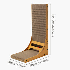 SWANEW Katzen Kratzbrett L förmig Kratzpappe Kratzmatte Eckkratzbrett, 62 cm Hohe Katzenkratzbrett mit Ballspielzeug