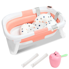SWANEW 50L Baby Badewanne, Faltbare babywanne mit Anti Stütze, baby wanne mit Echtzeit-Temperaturmessung, Badewanneneinsatz Baby-Badewanne, für Babys 0-6 Jahre