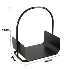 SWANEW Feuerholzablage Tragbarer Kaminholzkorb mit Griff Kompakter Kaminholzregal  40x30x46cm