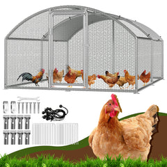 SWANEW Hühnerstall Freilaufgehege, 3 x 4 x 2 m, Dome Roof Freigehege, Verzinkter Stahl