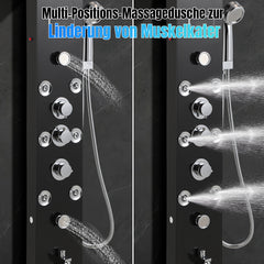 SWANEW 6-in-1 LED Duschpaneel mit Armatur, Edelstahl 304 Duschsäule mit 5 Duschfunktionen, Wandmontage