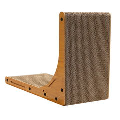 SWANEW Katzen Kratzbrett L förmig Kratzpappe Kratzmatte Eckkratzbrett, 62 cm Hohe Katzenkratzbrett mit Ballspielzeug