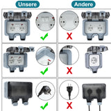 SWANEW Außensteckdose Outdoor mit Schalter Gartensteckdose Steckdose Schuko IP66