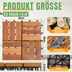 SWANEW 30x30 cm Holzfliesen Terrassenfliesen, Balkonfliesen, 1-5㎡