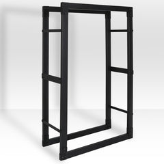 SWANEW Kaminholzregal innen metall Brennholzregal für innen außen, Kaminholzständer, Holzstapelhilfe, Schwarz