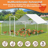 SWANEW Hühnerstall Freilaufgehege, 3x4x2m, Hühnerhaus, Verzinkter Stahl Kleintierstall