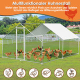 SWANEW Hühnerstall, Freilaufgehege mit Schloss, 3x4x2m, Kleintierstall Freigehege, Vogelkäfig