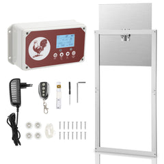 SWANEW Automatische Hühnerklappe Hühnertür Elektrische Hühnerklappe Hühnerhaus Chicken-Door mit Lichtsensor, Zeitschaltuhr, LED Display