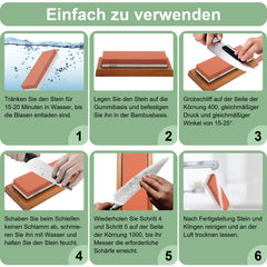 SWANEW Schleifstein set Abziehstein Wetzstein 400/1000 3000/8000 Messerschärfer Profi