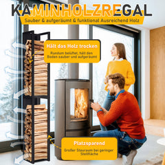 SWANEW Kaminholzregal Metall, Hängend brennholzregal, Feuerholzregal