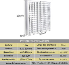 45W oder 15W LED Pflanzenlampe, Grow Lampe, Vollspektrum Pflanzenlicht für Hydroponic [Energieklasse A]