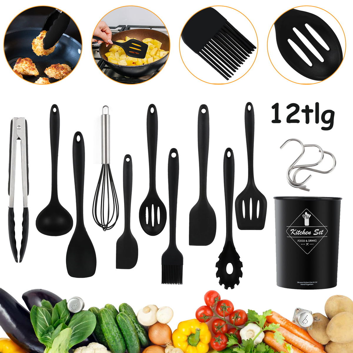 12 Stück Silikon-Küchengeschirr