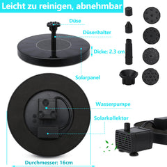 Swanew SolarPumpe solar springbrunnen Fontäne Teichpumpe Teich Wasserspiel 16cm kleiner