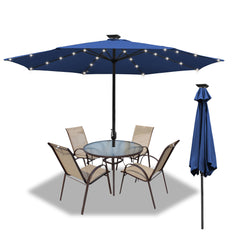 LED Solar Sonnenschirm Ø 350 cm Gartenschirm Terrassenschirm Sonnenschutz