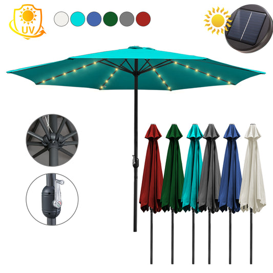 LED Solar Sonnenschirm Ø 350 cm Gartenschirm Terrassenschirm Sonnenschutz