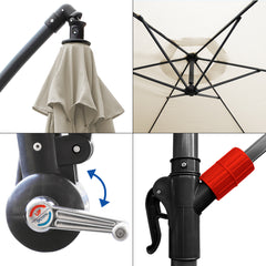 SWANEW Sonnenschirm Alu Ampelschirm mit Kurbelvorrichtung Sonnenschirm UV-Schutz & Wasserabweisende Gartenschirm