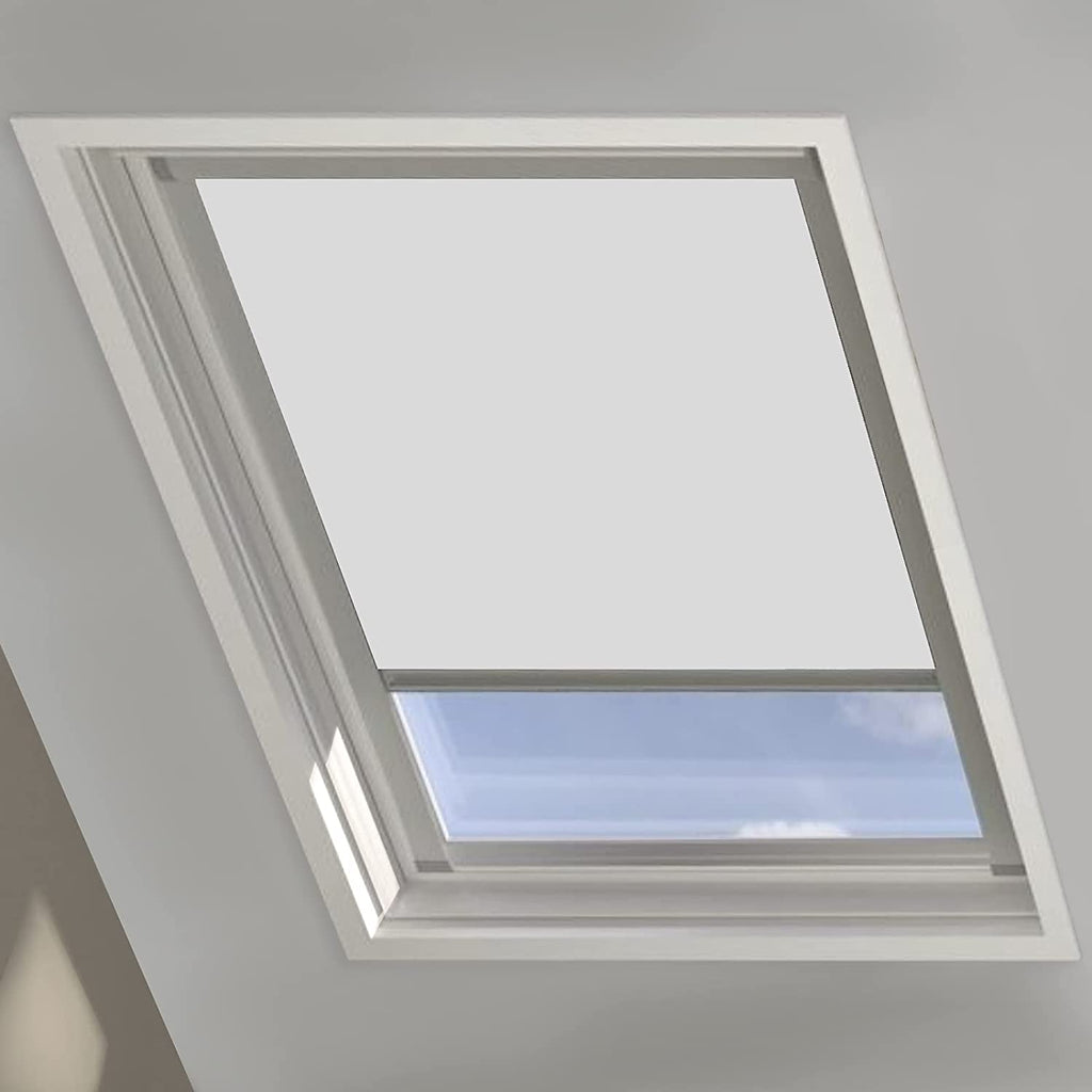 SWANEW Verdunkelungsrollo Blickdicht Grau Dachfensterrollo 100% Verdunkelung Silberner Aluminiumrahmen für Dachfenster Thermo-Rollo 206 (49.6*96.3cm)