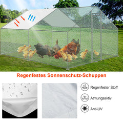 Swanew verzinkter Stahlrahmen mit PE-Schattendach, Kaninchenhaus, Geflügelkäfig, Tierzaun