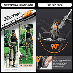 SWANEW Gartenstrimmer Kabelloser Teleskop-24-V-Grasschneider Elektrischer 3-in-1-Rasenkantenschneider Freischneider 90°-Kopf schwenkbar für Gartenräumung von Unkraut Blumenbäumen,grün