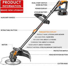 SWANEW Gartenstrimmer Kabelloser Teleskop-24-V-Grasschneider Elektrischer 3-in-1-Rasenkantenschneider Freischneider 90°-Kopf schwenkbar für Gartenräumung von Unkraut Blumenbäumen,grün