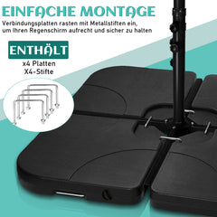 SWANEW Sonnenschirmständer Schirmständer Ständer Schirmhalter 4er-Set Quad für für Ampelschirm befüllbar