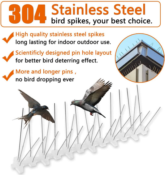 Swanew 3m Edelstahl Taubenabwehr Vogelabwehrspikes, Vogelschutz für Dächer und Balkone.
