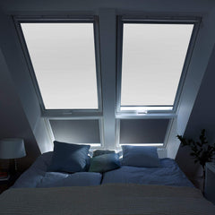 SWANEW Verdunkelungsrollo Blickdicht Grau Dachfensterrollo 100% Verdunkelung Silberner Aluminiumrahmen für Dachfenster Thermo-Rollo 206 (49.6*96.3cm)