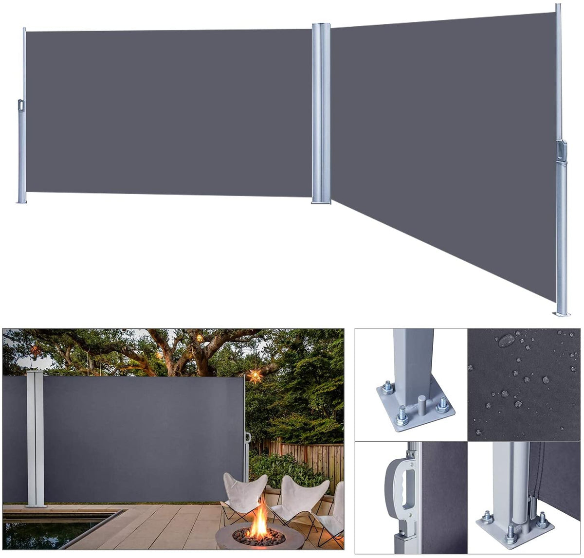 Doppelter Schiebetür-Sichtschutz Garten-Balkon-Schirm Schatten