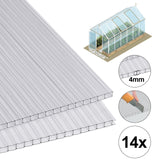 Hohlkammerstegplatten für Gewächshaus Garten Treibhaus Ersatzplatten 14x Polycarbonat Doppelstegplatte