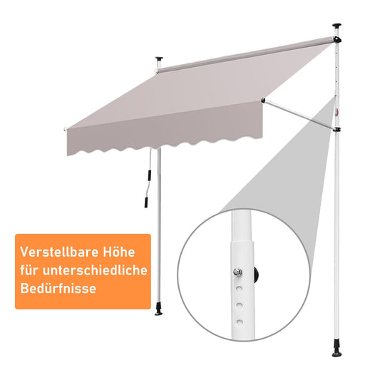 Markise Balkonmarkise Klemmmarkise Gelenkarm Sonnenschutz Aluminium 1.5-4M