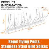 Swanew 3m Edelstahl Taubenabwehr Vogelabwehrspikes, Vogelschutz für Dächer und Balkone.