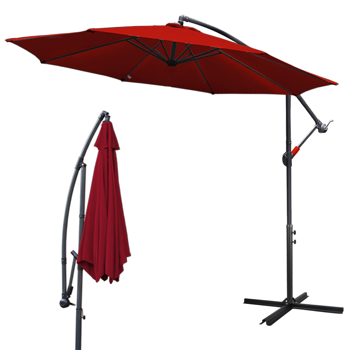SWANEW Sonnenschirm Alu Ampelschirm mit Kurbelvorrichtung Sonnenschirm UV-Schutz & Wasserabweisende Gartenschirm