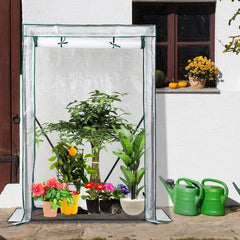 Foliengewächshaus Gewächshaus mit Gitternetzfolie und Fernster für Garten Pflanzenwachstum