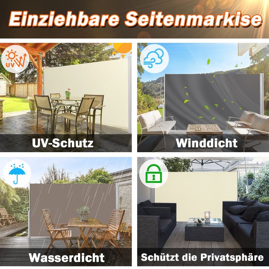 Sichtschutz für Gartenbalkone Ausziehbarer Sonnenschutz-Sichtschutz  1.8M*3M