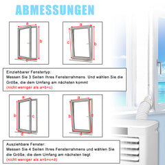 SWANEW Fensterabdichtung Klimaanlagen Klimagerät Hot Air Stop Abluftschlauch 4M Tragbar